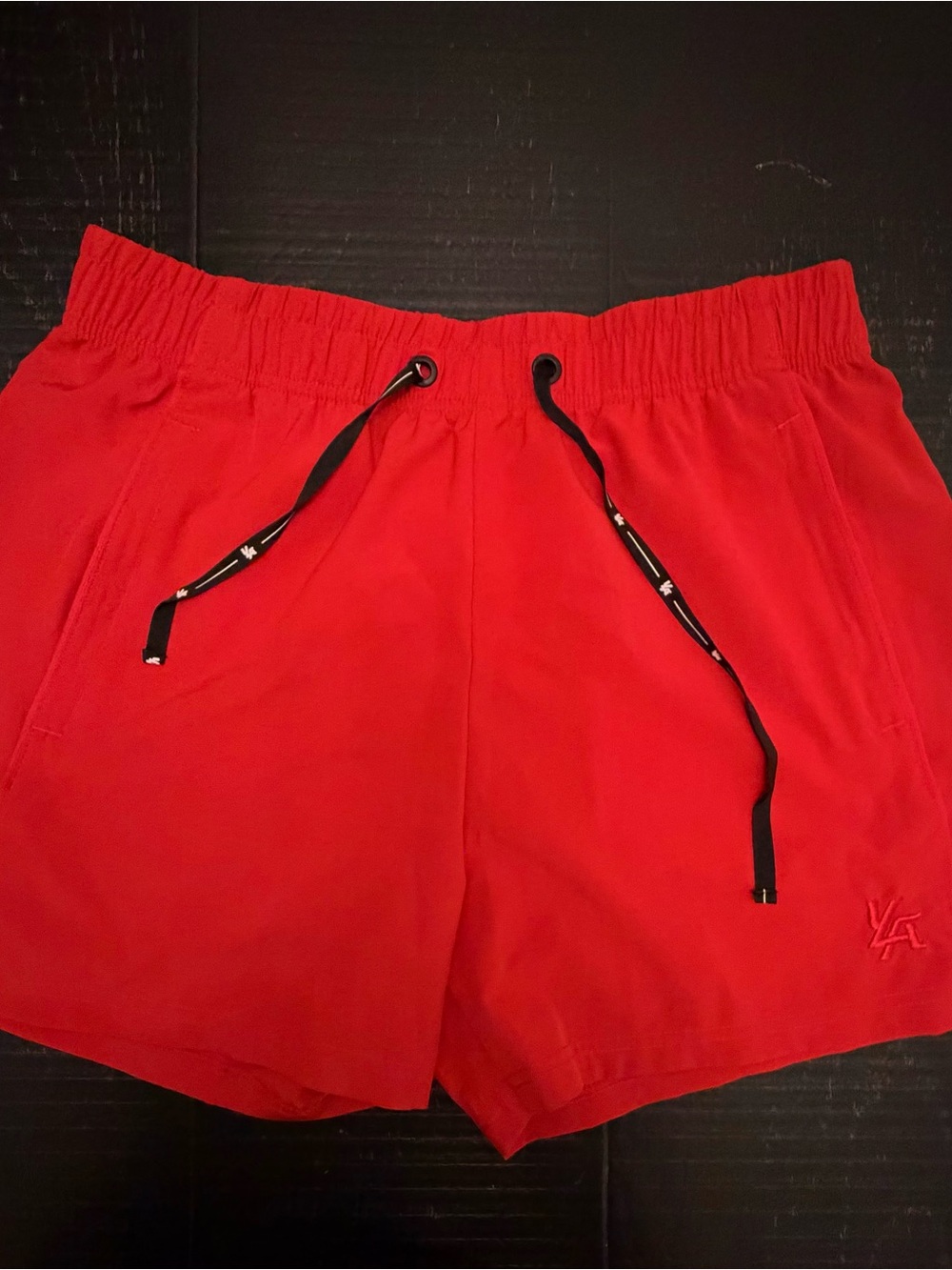 YoungLA Red Athletic Drawstring Shorts with Black Cord